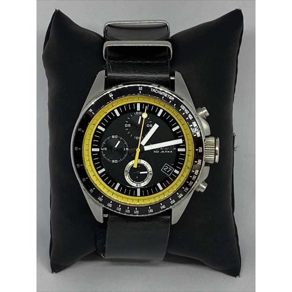 Fossil CH2674 Men's Black Leather Analog Dial Quar